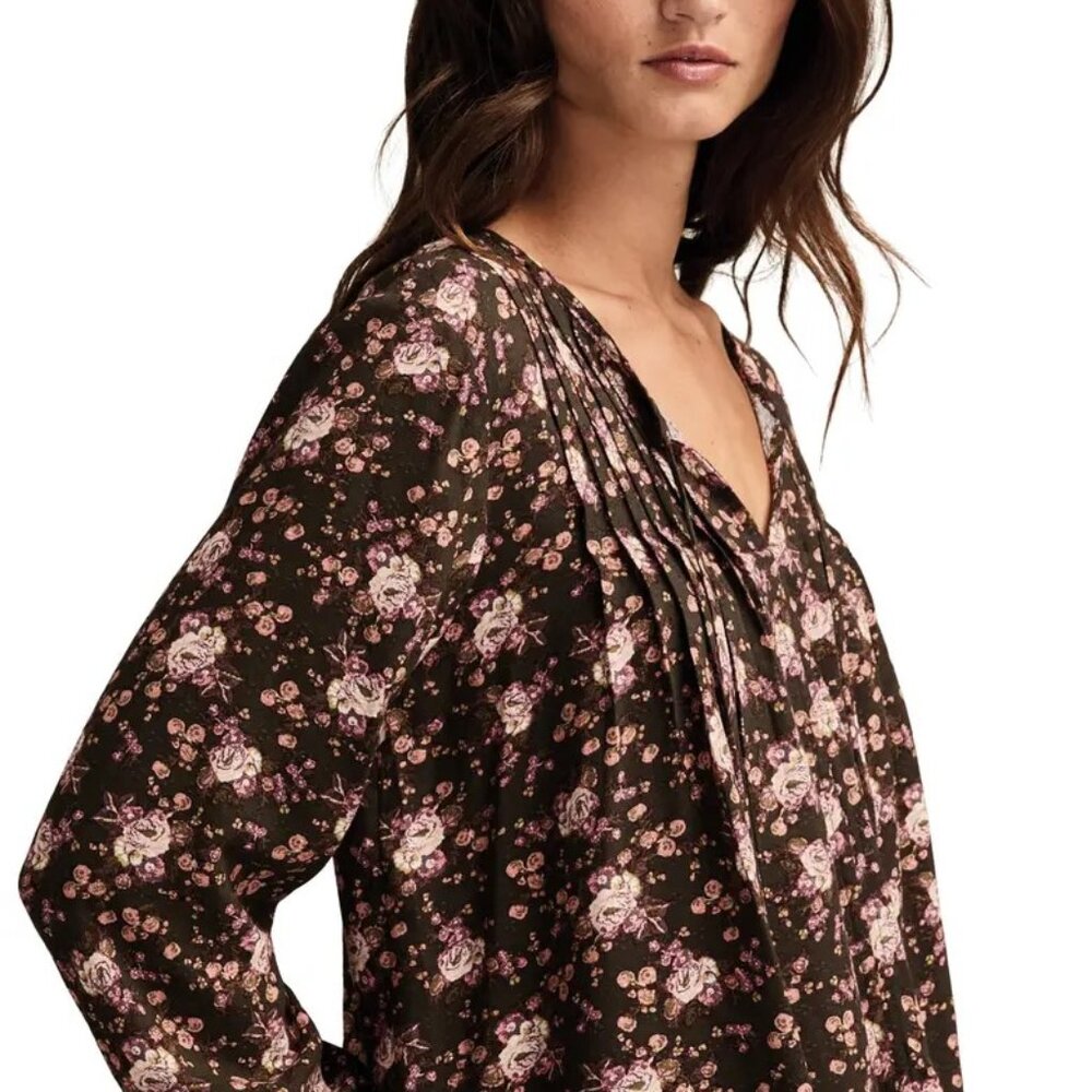 Vintage Buffalo Pintuck Floral Peasant Top